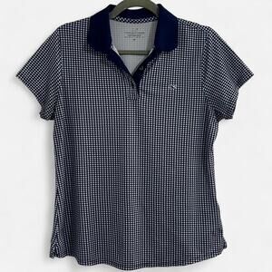 Vineyard Vines Performance Gingham Check Plaid Navy + White Polo Shirt